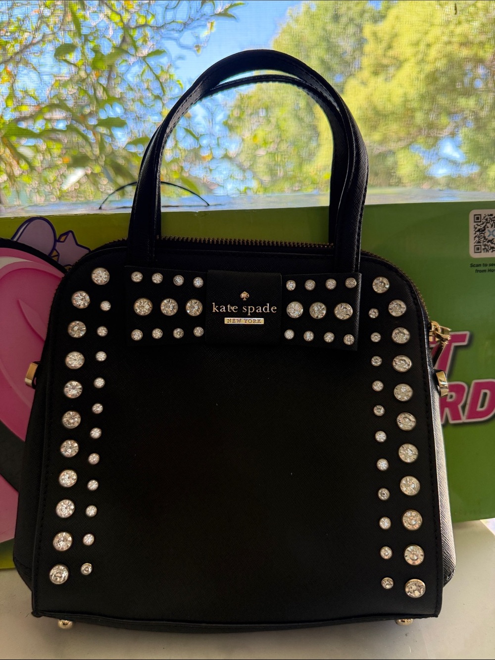 kate spade Black Crystal-Studded Dome Satchel